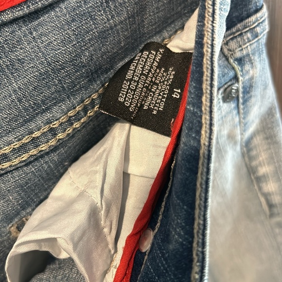 Junior boys blue denim distressed ripped short jeans size 14 - Picture 4 of 5